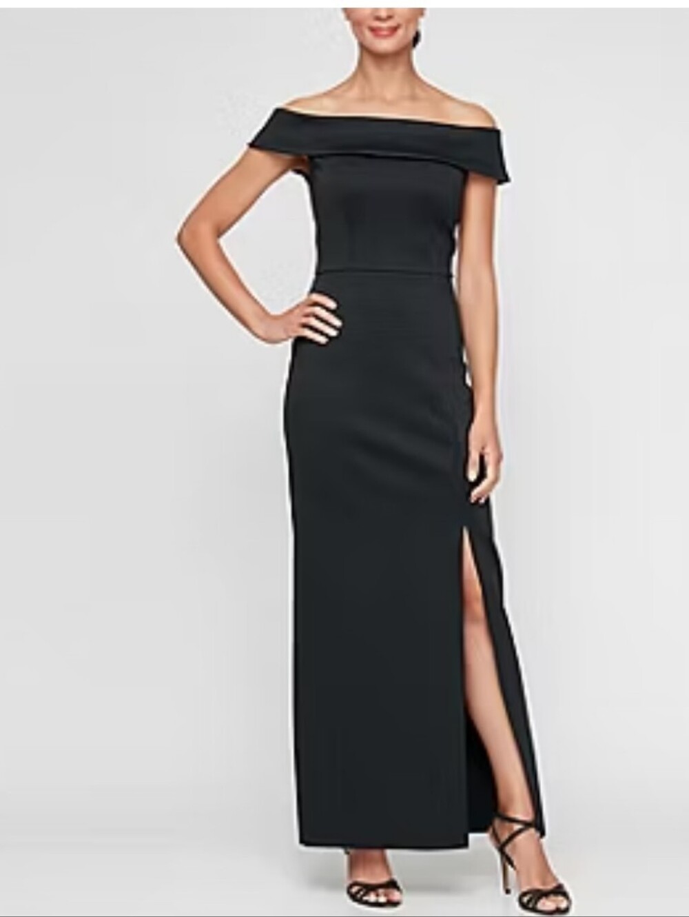 Atelier Danielle Straight Neck Off Shoulder Evening Gown